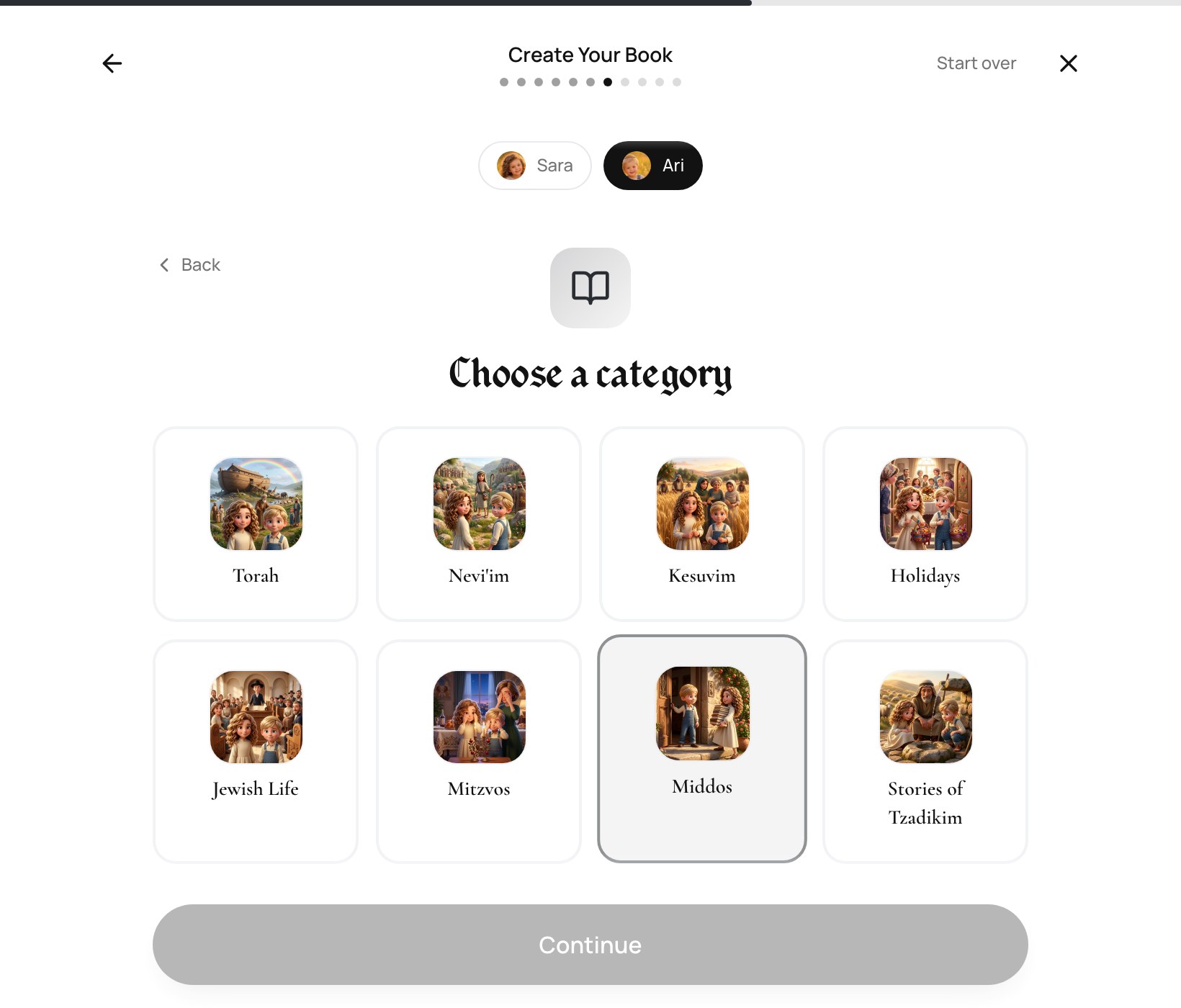 The category browser - Torah, Nevi'im, Kesuvim, Holidays, Jewish Life, Mitzvos and Stories of Tzadikim